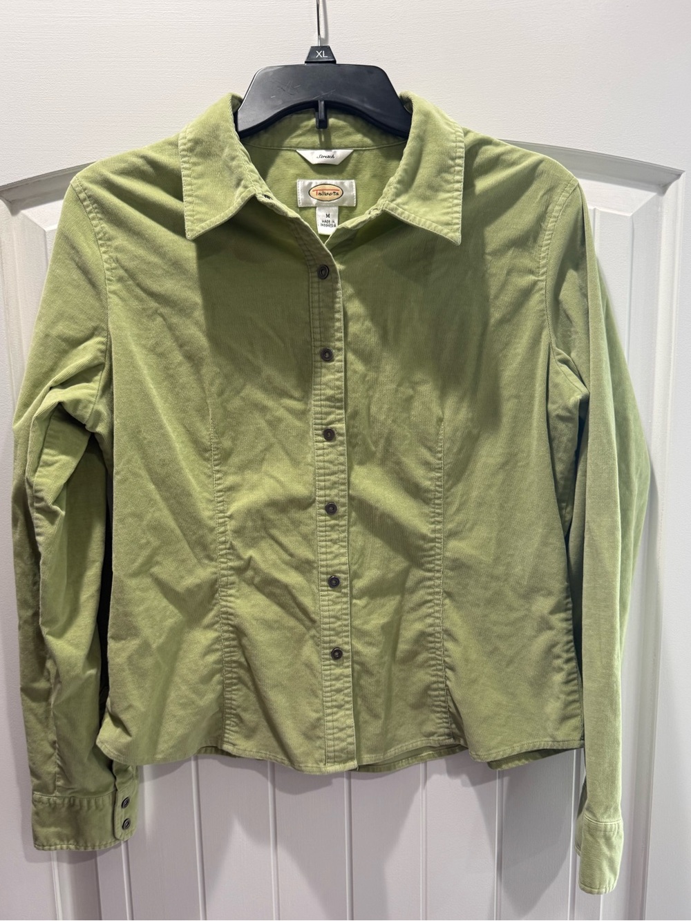 Talbots Light Olive Green Button-Front Shirt Medium